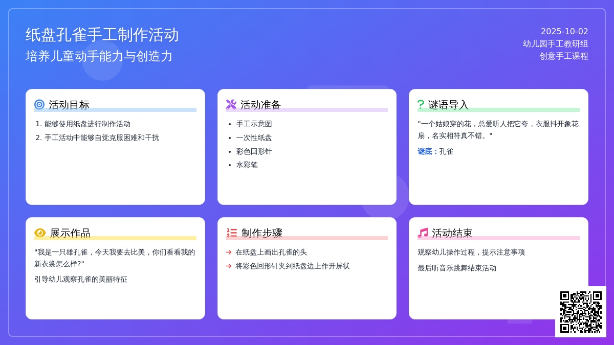 幼儿园中班创意手工活动：手工——孔雀