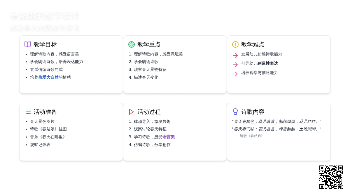 幼儿园中班语言活动教案：春姑娘 (含课件)