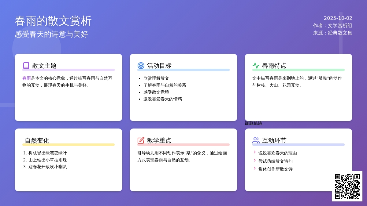 幼儿园中班语言散文《春雨》教案（附带PPT课件）