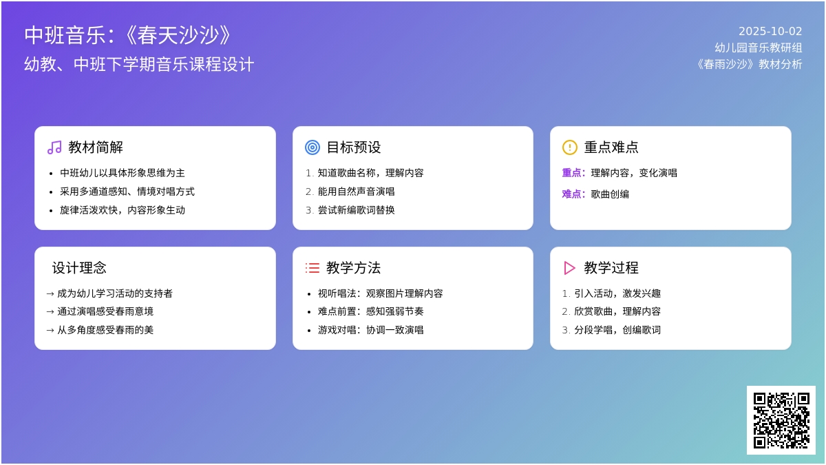 幼儿园中班下学期音乐活动：春雨沙沙