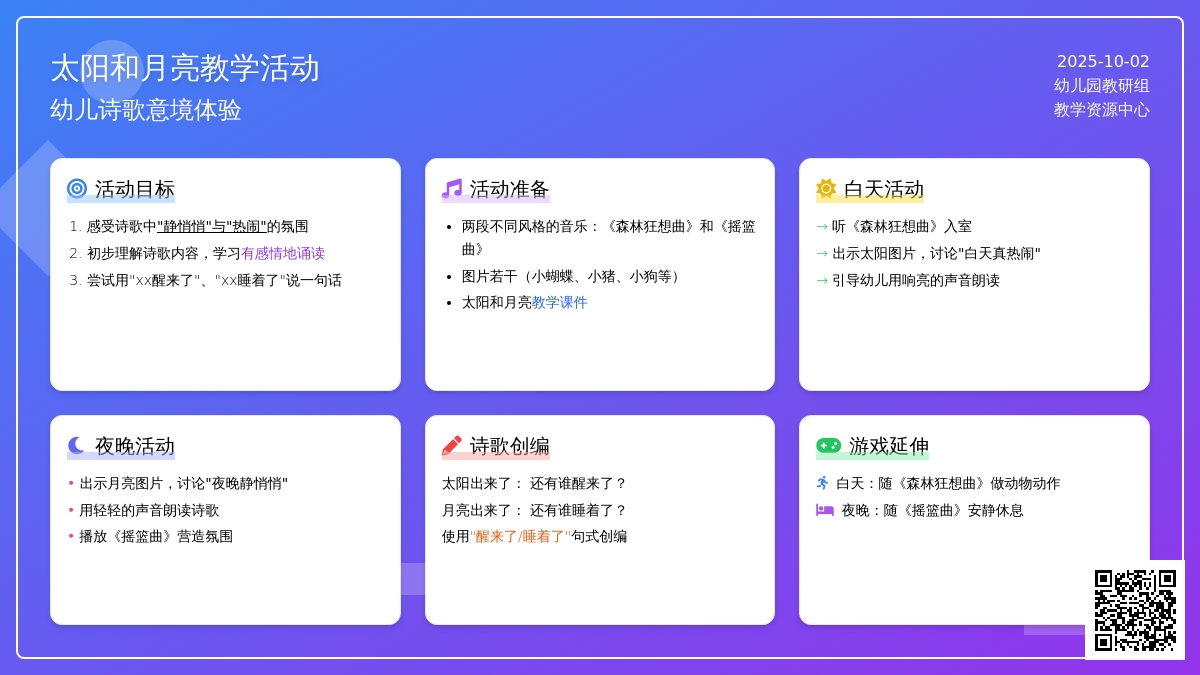 幼儿园托班家长开放日教案语言：太阳和月亮 (含课件)