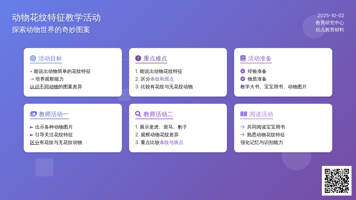 幼儿园托班科学教案：动物的花衣裳