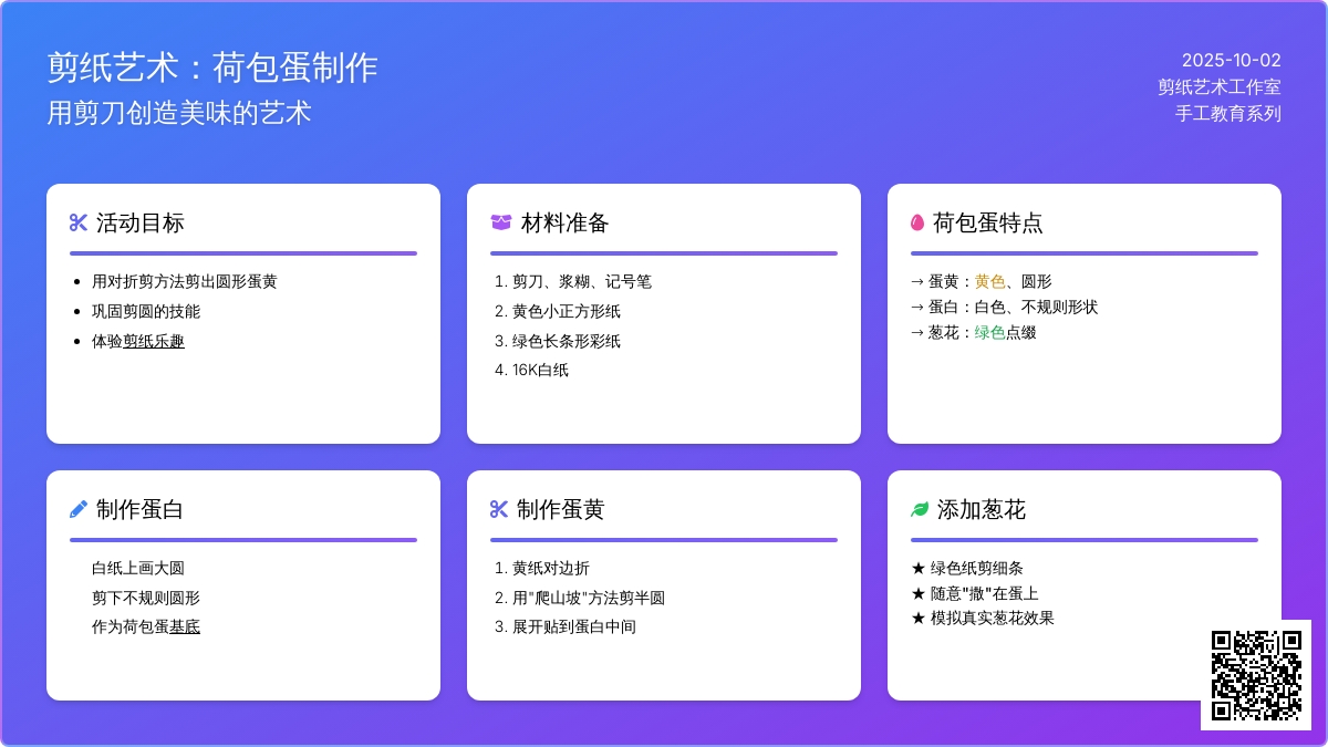 幼儿园托班艺术领域教案：葱花荷包蛋（手工）