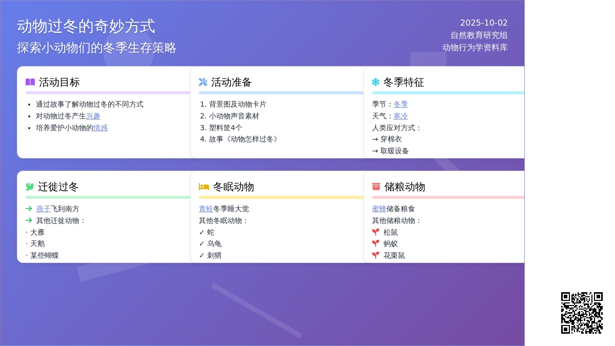 幼儿园小班综合教案：小动物是怎样过冬的