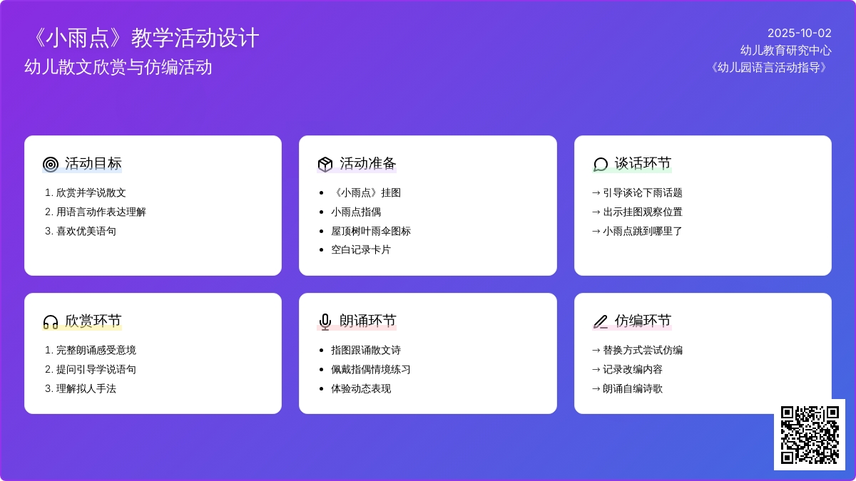 幼儿园小班散文：小雨点 (含课件)