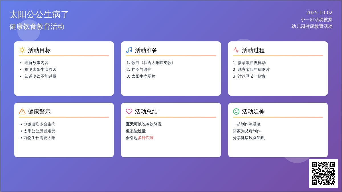 幼儿园小班夏天教案：太阳生病了 (含课件)