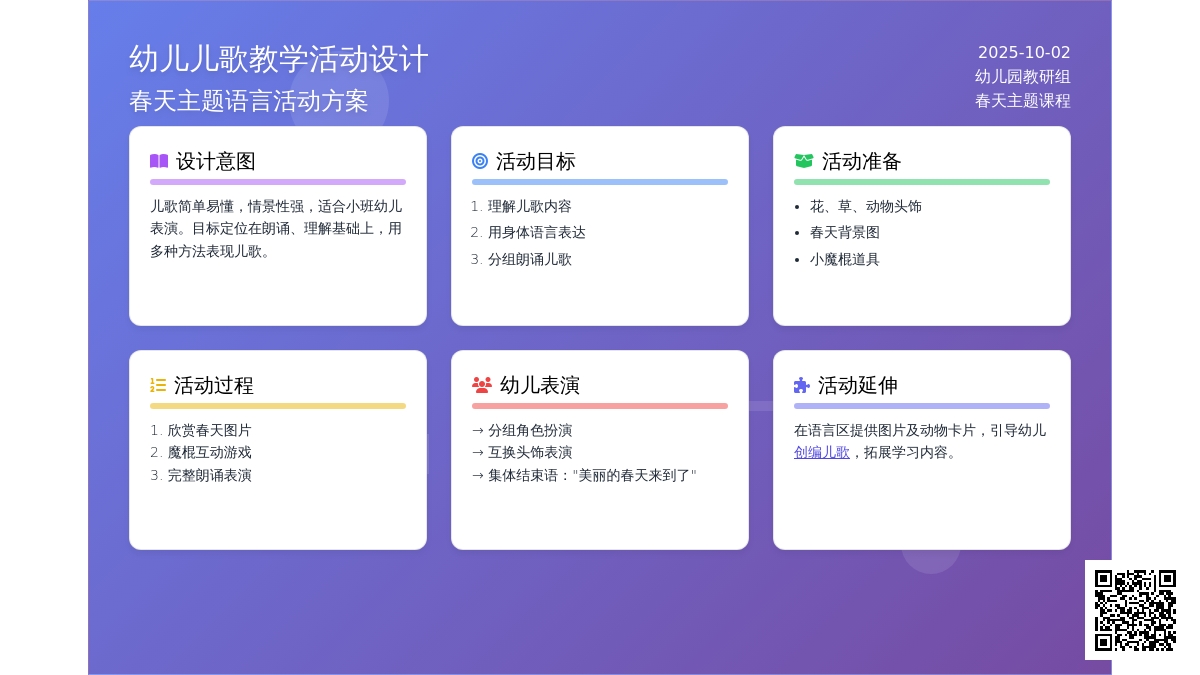 幼儿园小班语言活动：儿歌《可爱的春天》