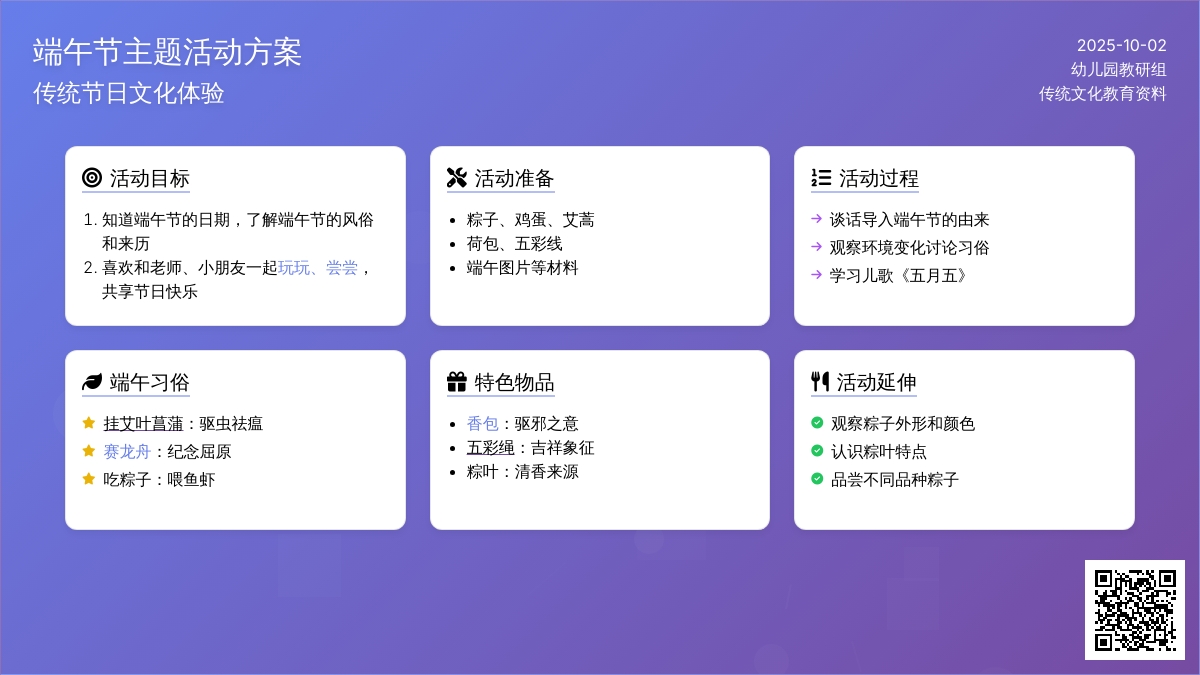 幼儿园小班端午节活动教案：快乐端午 (含课件)