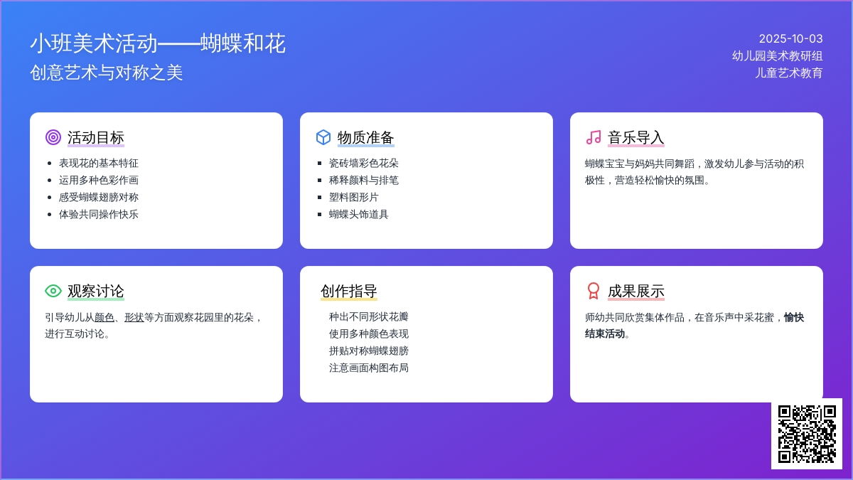 美术活动＜蝴蝶和花＞（小班）