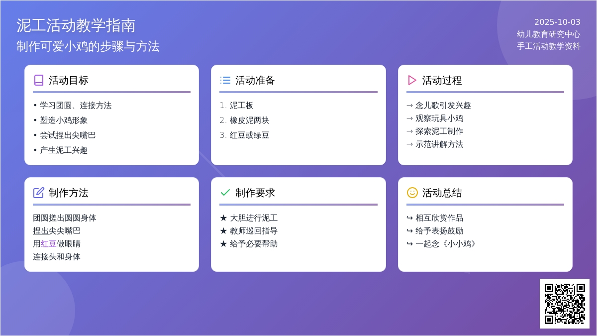 幼儿园小班手工泥工教案《可爱的小鸡》