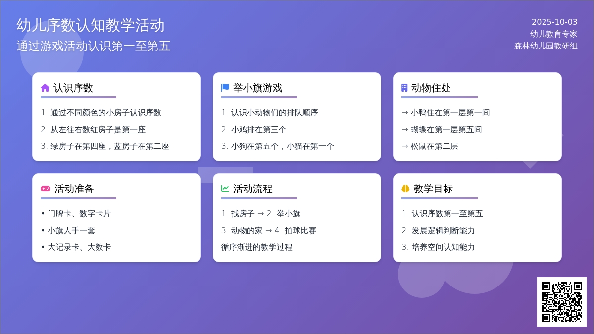 学前班数学教案：认识5以内的序数