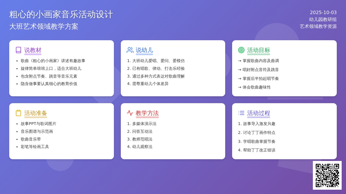 幼儿园大班艺术领域：歌曲 粗心的小画家