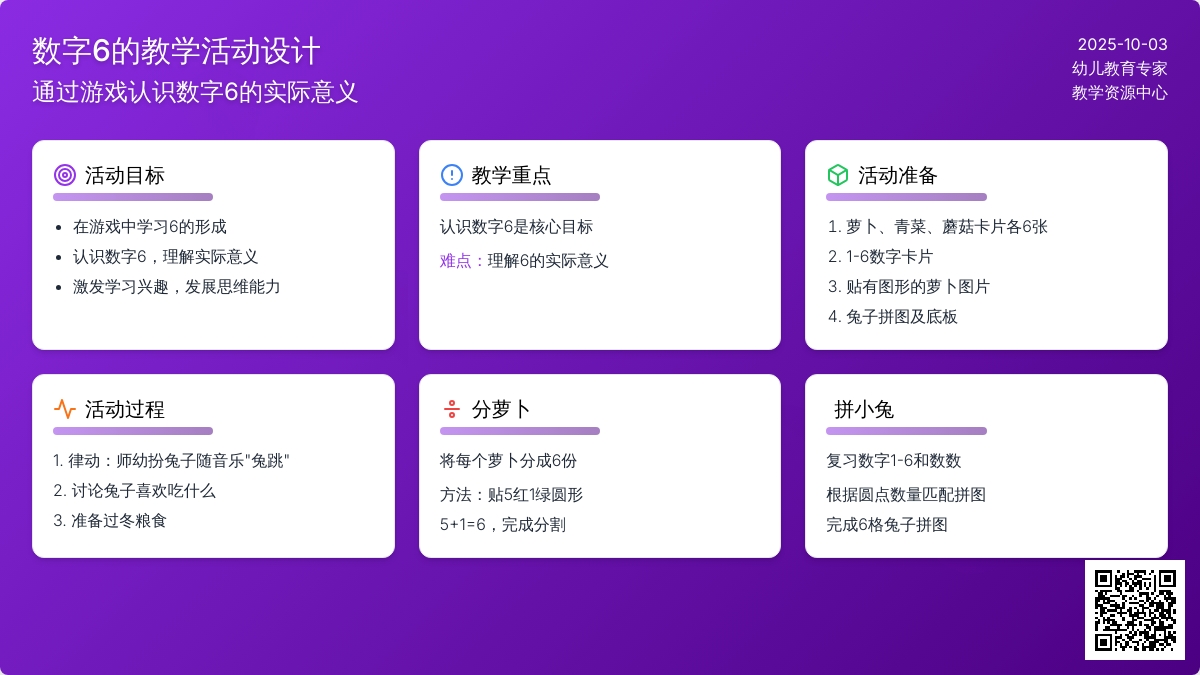 学前班数学教案：认识6的形成