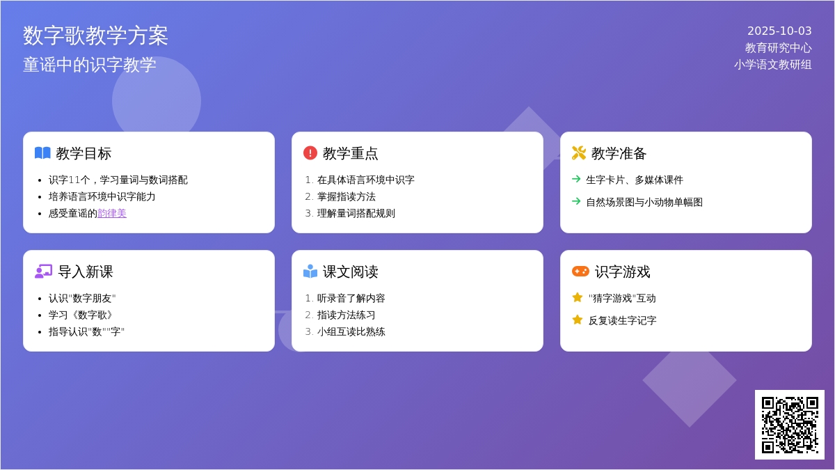 幼儿园《数字歌》教学设计
