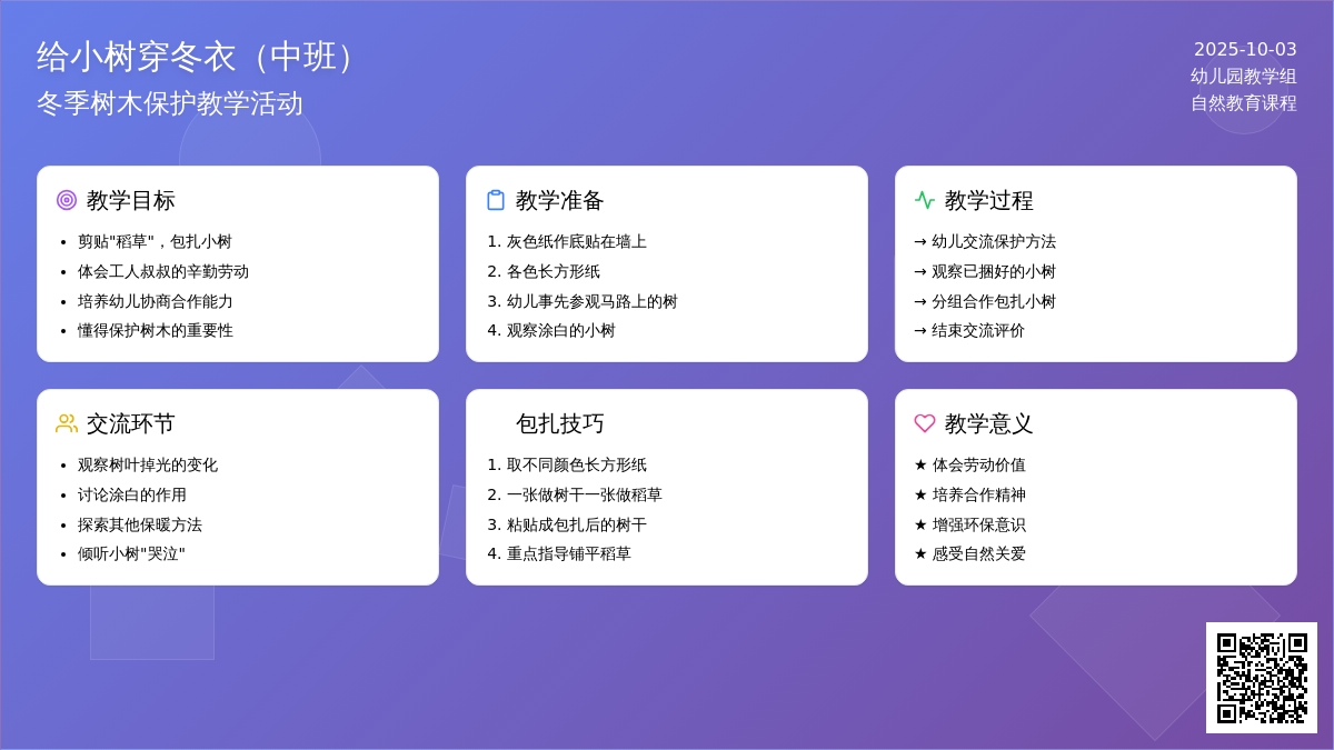 给小树穿冬衣（中班）