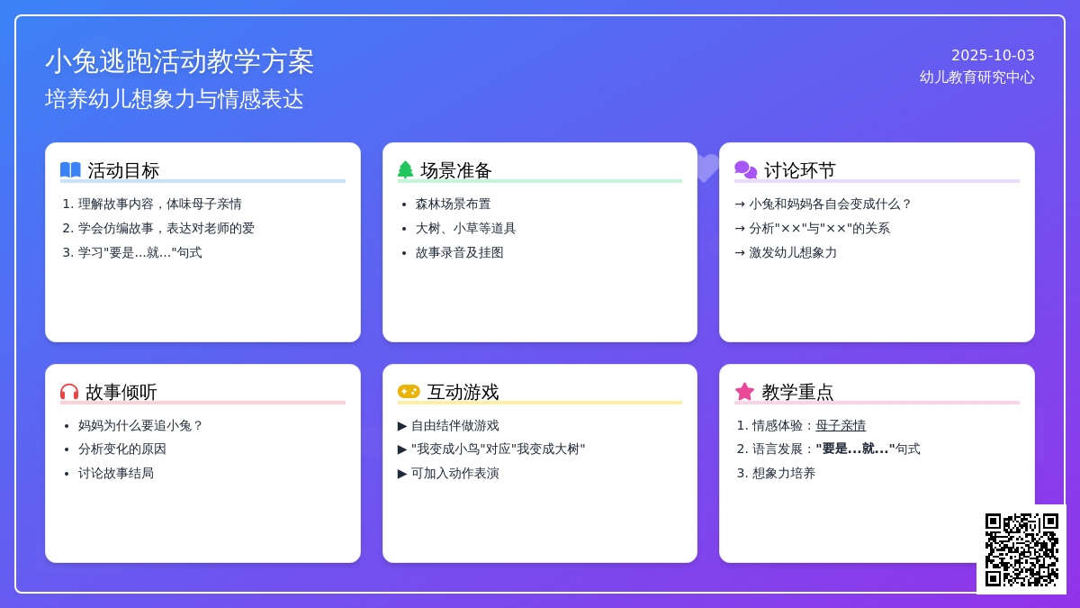 幼儿园中班语言教案：小兔逃跑