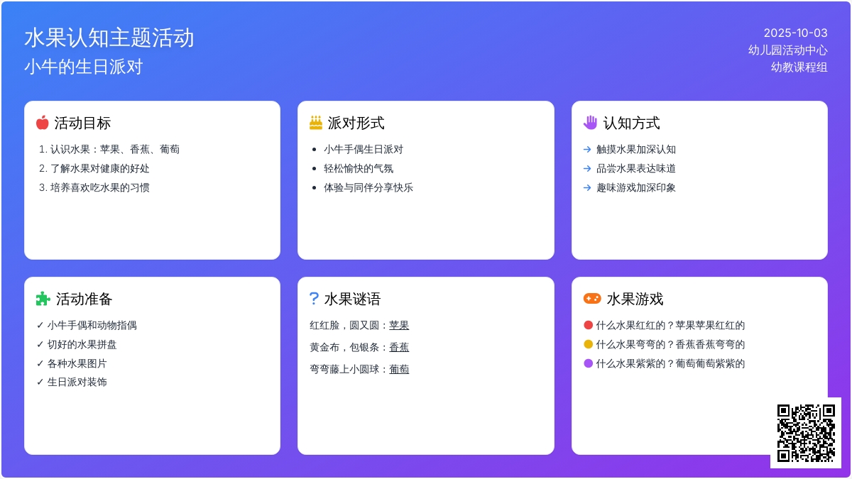 幼儿园小班健康教案：水果生日派对