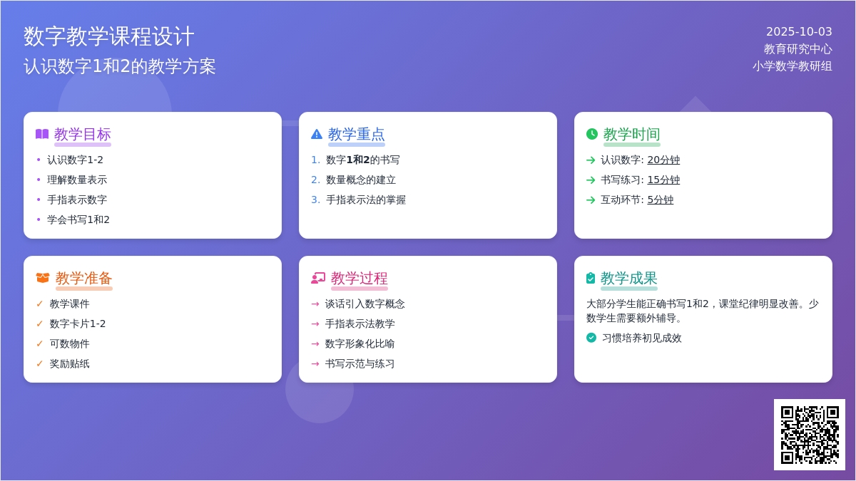 学前班上册数学教案：认识数字1-2