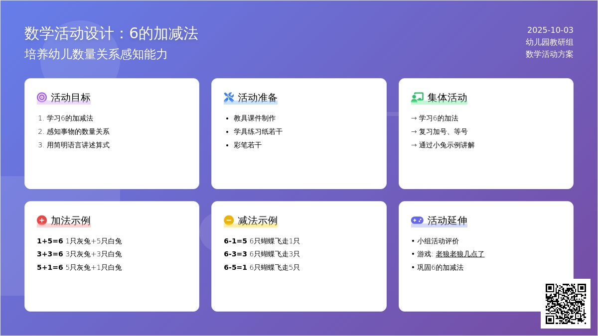 学前班数学活动教案：《我是妈妈的好帮手》（6的加减法）