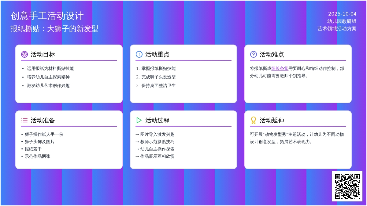 幼儿园小班撕纸活动：大狮子的新发型详案