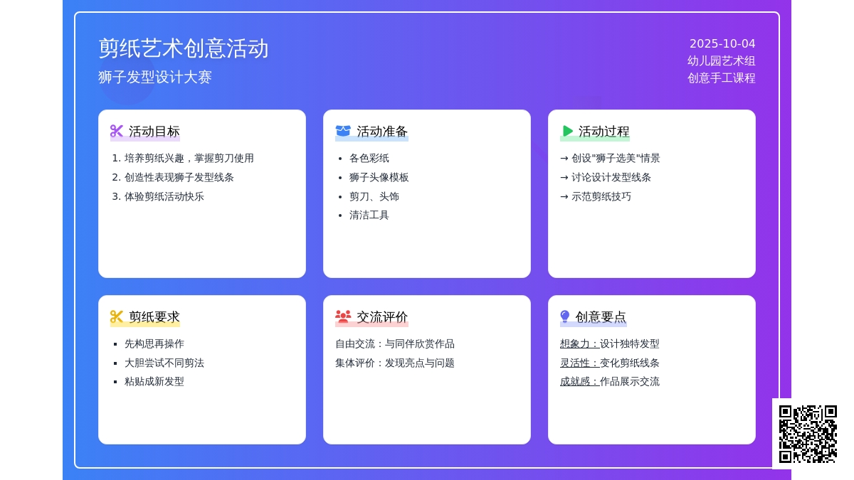 幼儿园小班剪纸活动：狮子大王选美