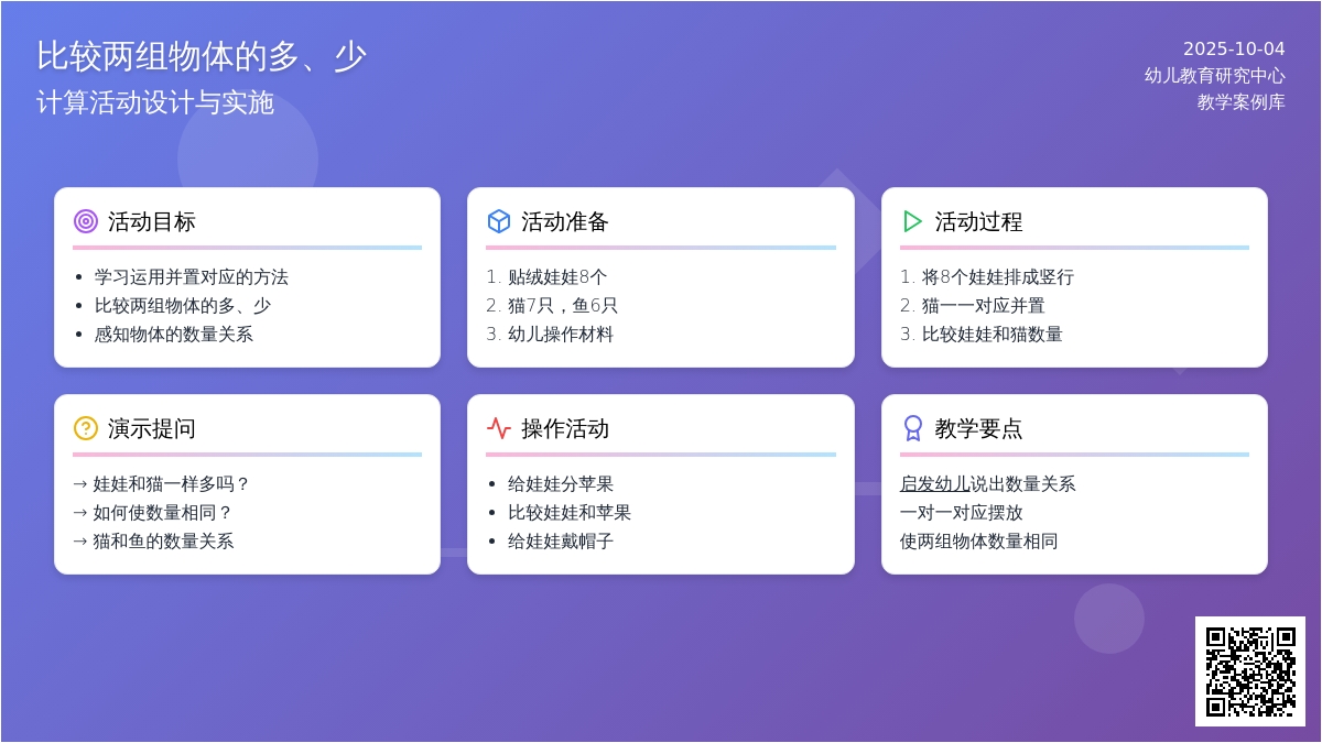比较两组物体的多、少 （计算活动）