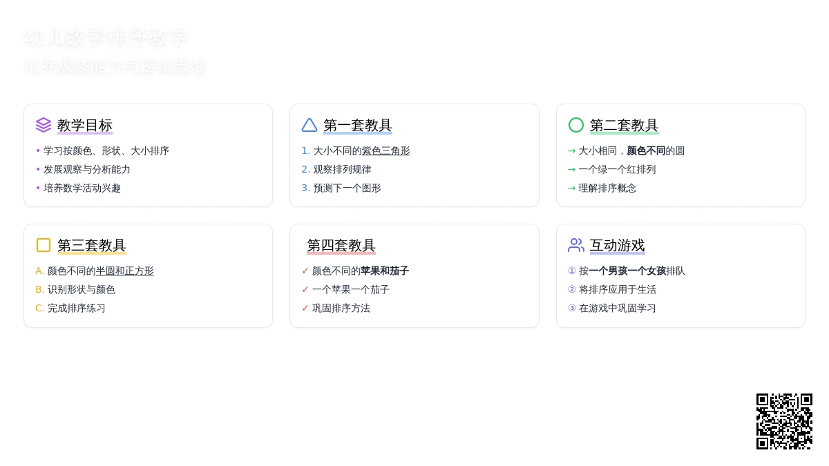 幼儿园小班数学教案：按规律排序