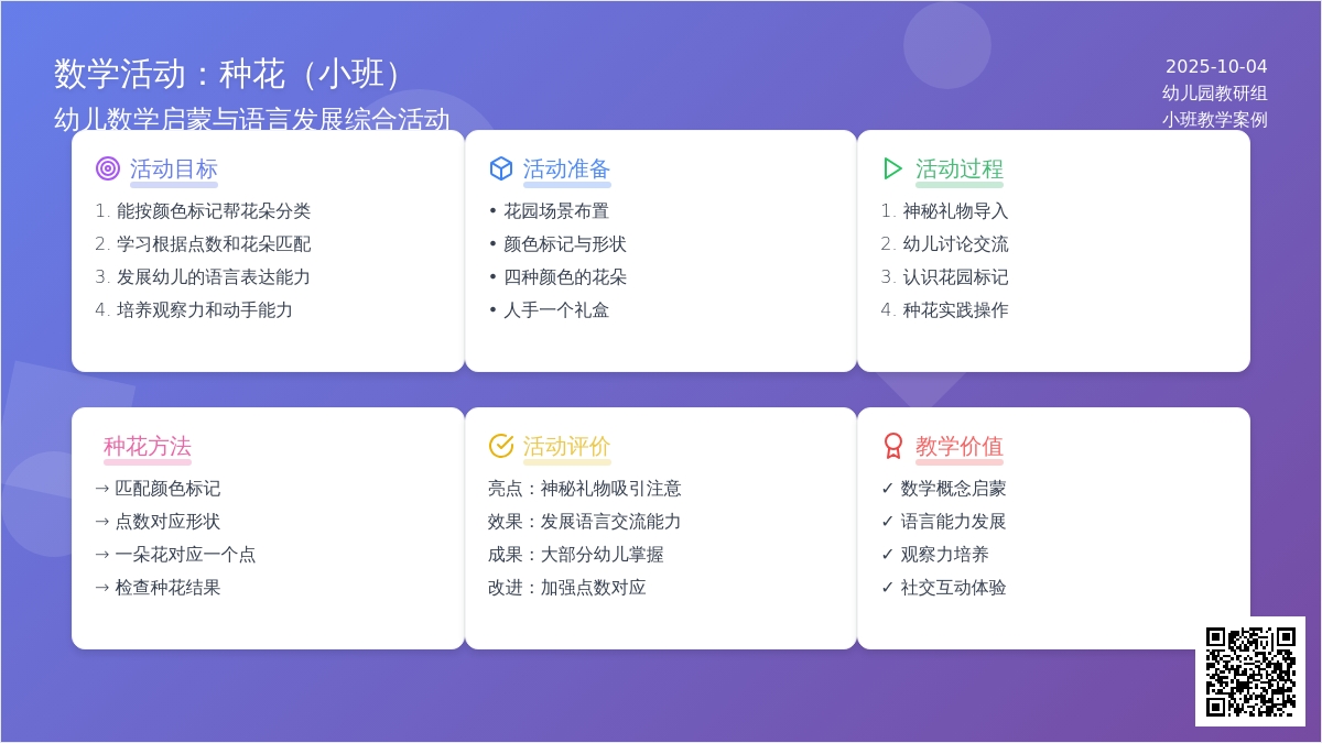 数学活动：种花（小班）