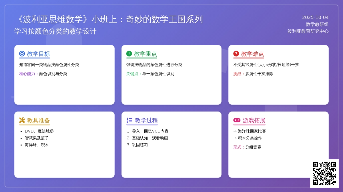 幼儿园小班数学教案：感知集合--按颜色分类