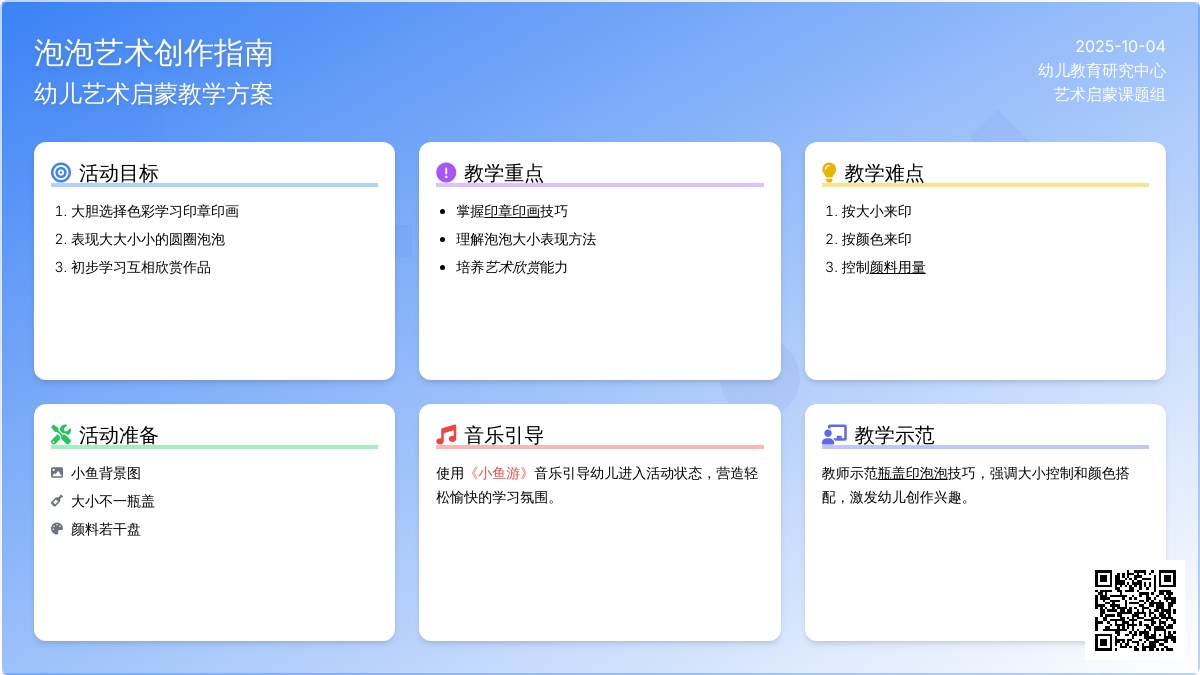 幼儿园小班瓶盖印章画：小鱼吐泡泡（一）