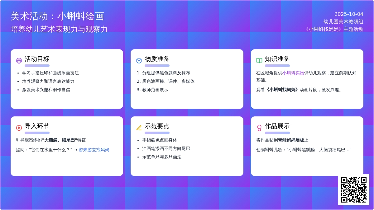 幼儿园小班美术教案：快乐的小蝌蚪
