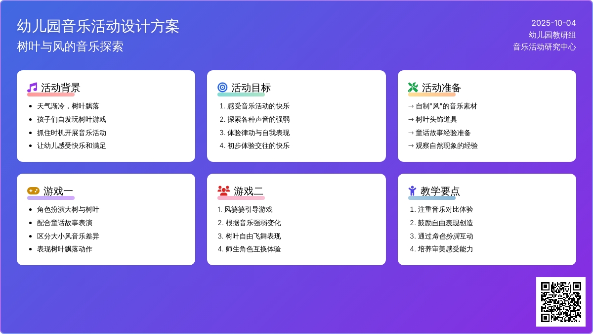 幼儿园小班音乐教案：风婆婆和小树叶