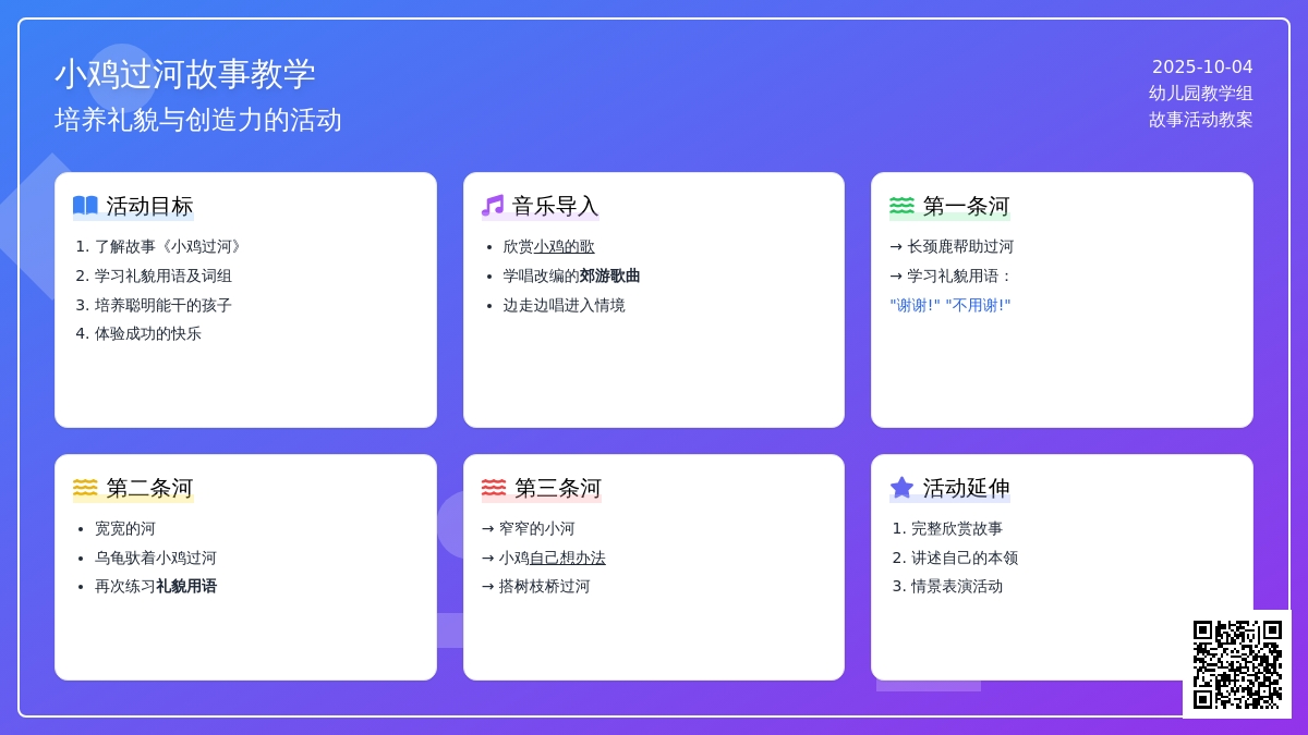 幼儿园小班语言公开课《小鸡过河》含课件