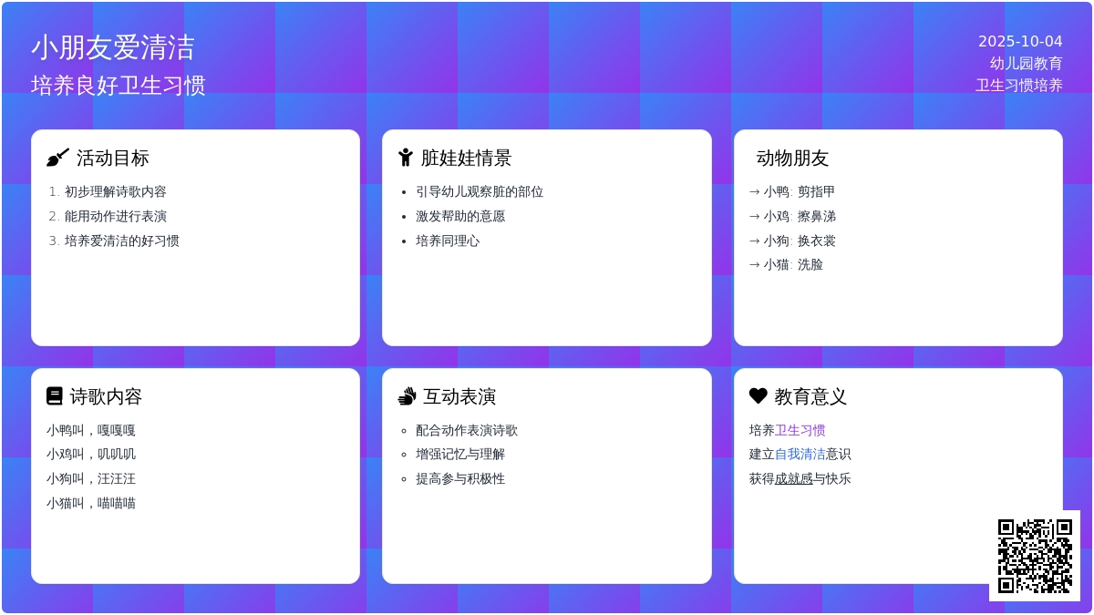 幼儿园小班语言教案：小朋友爱清洁 (含课件)