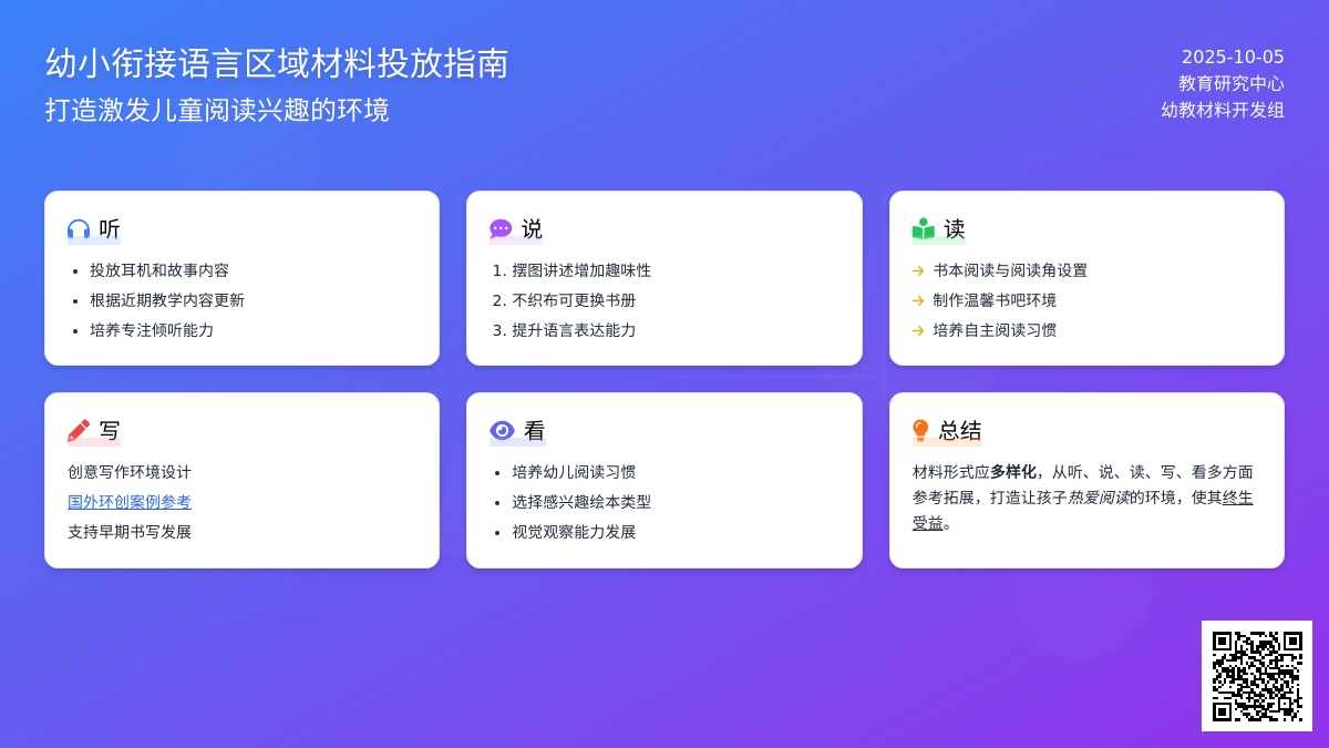 全面锻炼听说读写的大班语言区投放材料