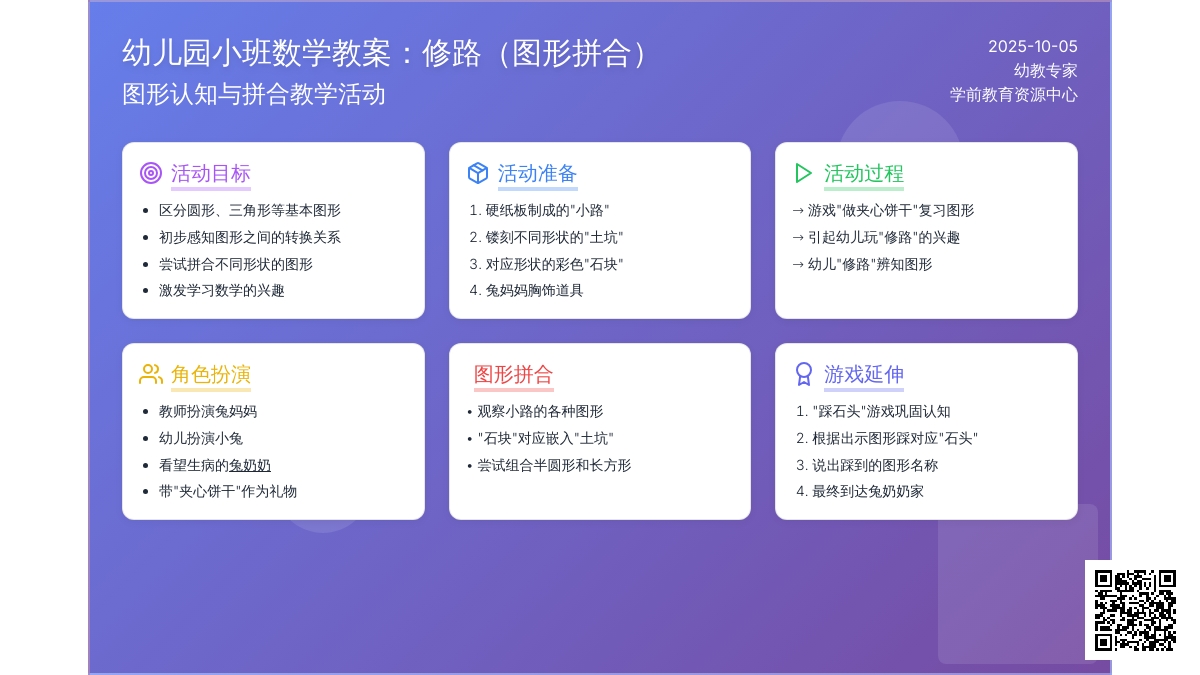幼儿园小班数学教案：修路（图形拼合）―幼儿园小班教案