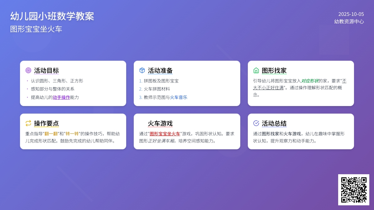 幼儿园小班数学教案：图形孩子坐火车―幼儿园小班教案