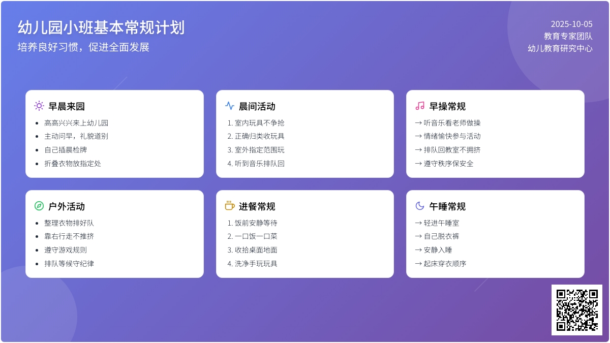 幼儿园小班基本常规计划