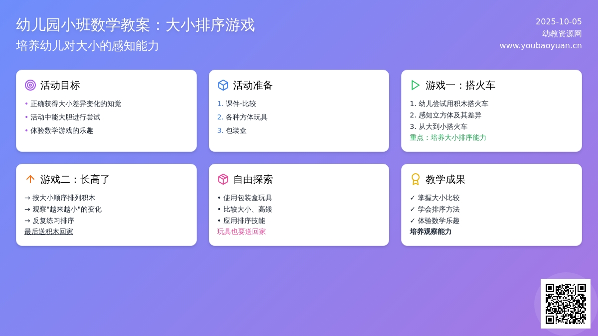 小班数学教案：大小排序游戏―幼儿园小班教案