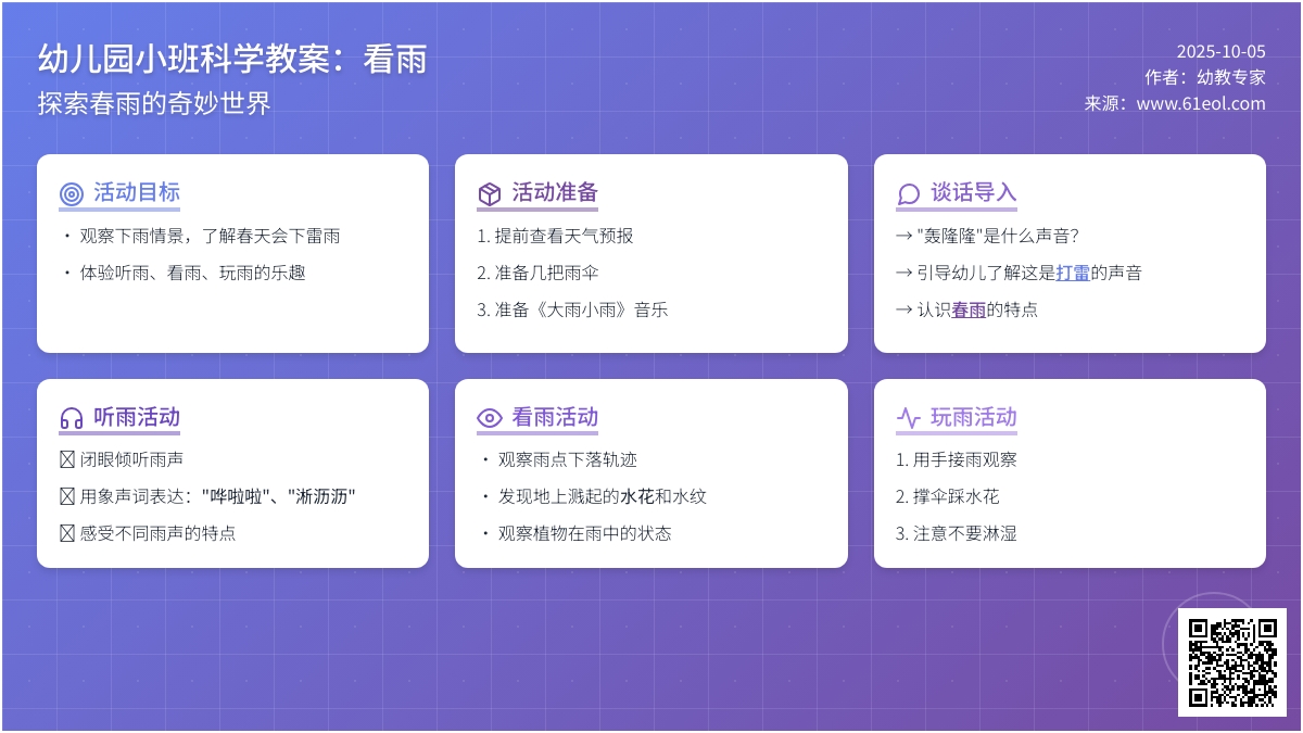 小班科学教案：看雨
