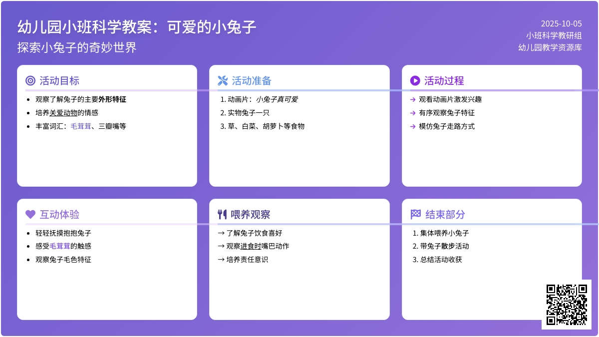 幼儿园小班科学教案：可爱的小兔子