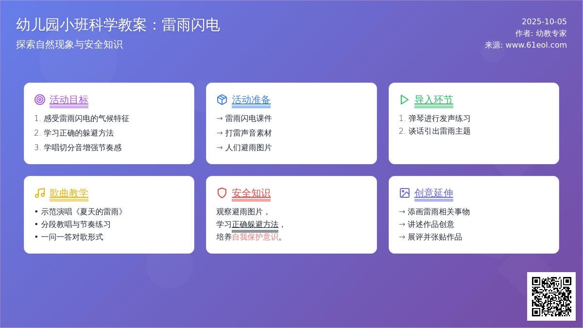 幼儿园小班科学教案：雷雨闪电