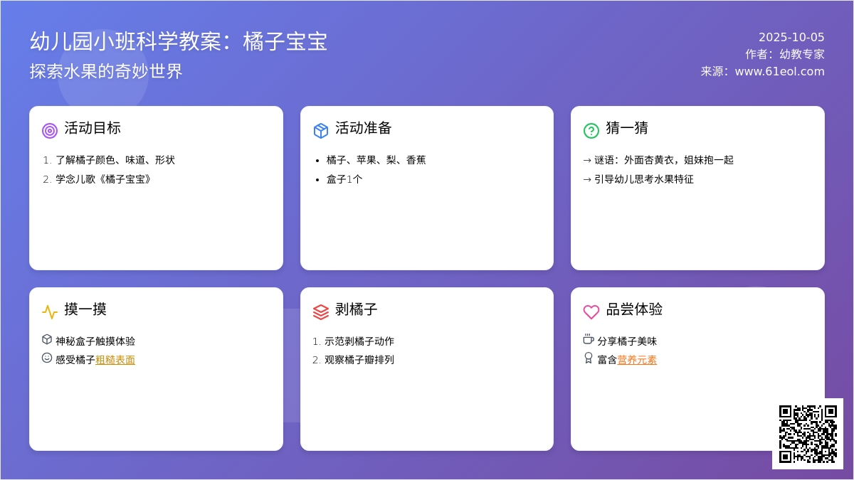 小班科学教案：橘子孩子