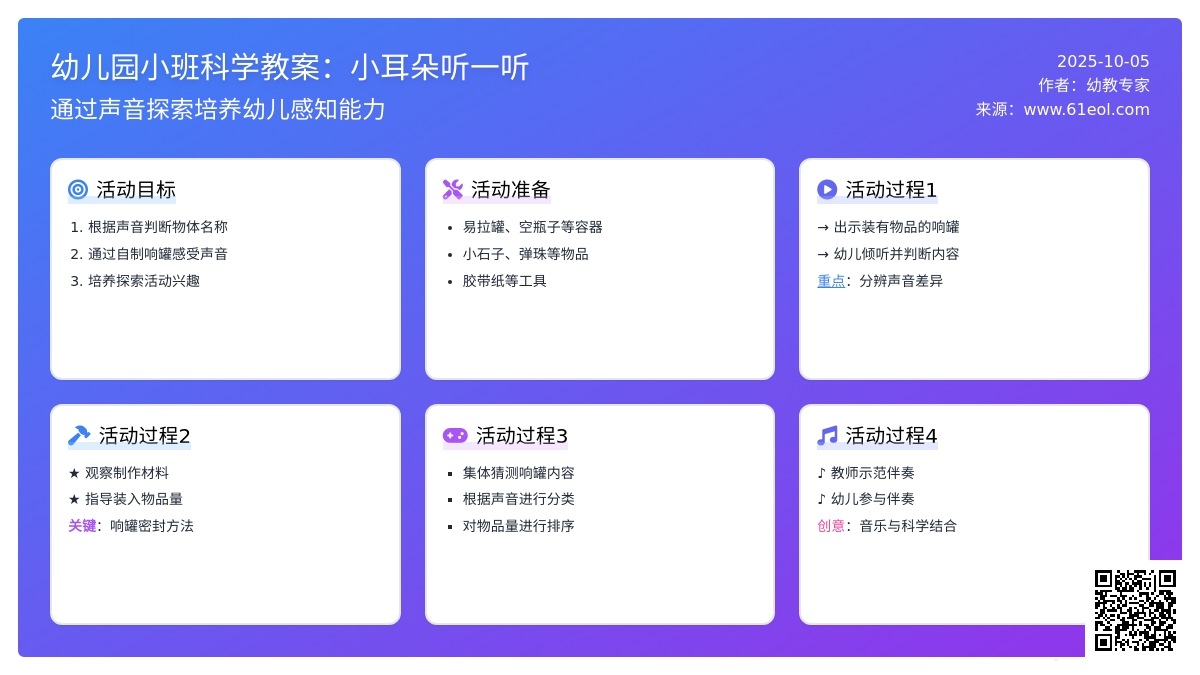 小班科学教案：小耳朵听一听