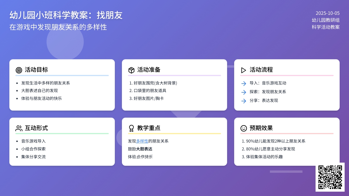 幼儿园小班科学教案：找朋友
