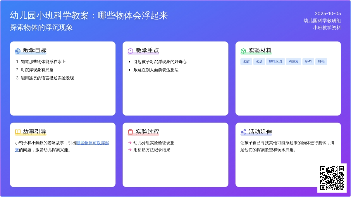 小班科学教案：哪些物体会浮起来