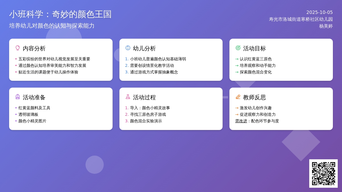 幼儿园小班教案：奇妙的颜色王国