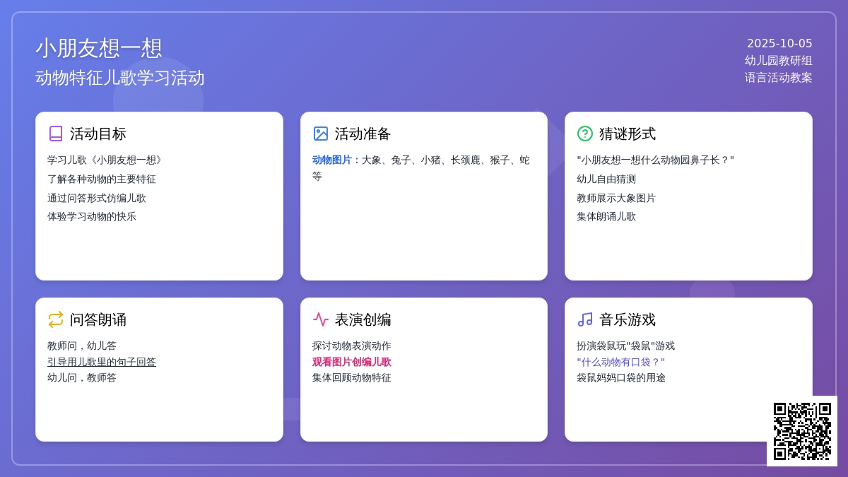 幼儿园小班儿歌教案：小朋友想一想