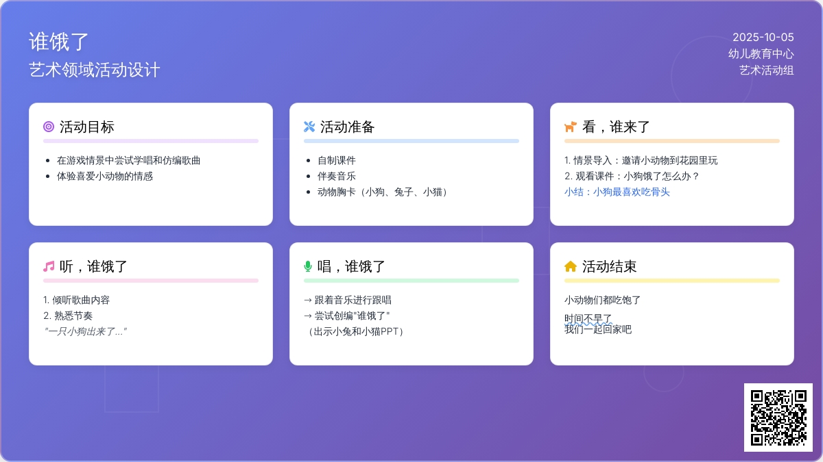 幼儿园小班艺术活动：谁饿了