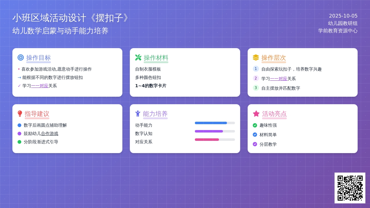 小班区域活动设计《摆扣子》